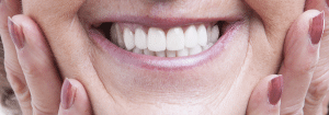 close up view of senior dentures