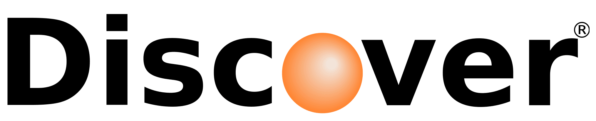 The Discover logo with the word "Discover" in black text and an orange circle replacing the letter "o".