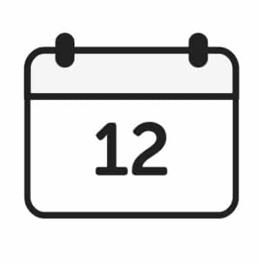 Simple calendar icon with the number 12 displayed in the center.