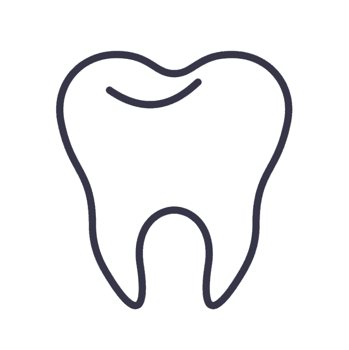 Simple black outline drawing of a tooth on a plain light gray background, perfect for a dentist Alpharetta GA office or dental branding.